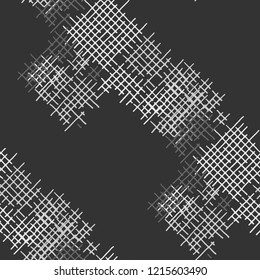 Grunge Seamless Tartan. Abstract Pattern. Vintage Hand Drawn Texture with Shabby Crossing Lines. Black and White Vector Pattern for Wallpaper, Cotton, Textile. Abstract Seamless Pattern.