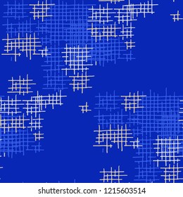 Grunge Seamless Tartan. Abstract Pattern. Trendy Hand Drawn Texture with Scribble Crossing Lines. Colorful Vector Pattern for Wallpaper, Fabric, Print. Abstract Seamless Pattern.