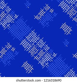 Grunge Seamless Tartan. Abstract Pattern. Retro Hand Drawn Texture with Shabby Crossing Lines. Colorful Vector Pattern for Calico, Print, Textile. Abstract Seamless Pattern.
