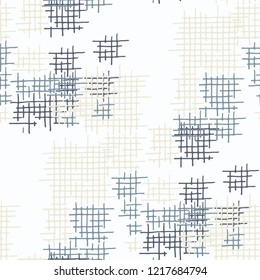 Grunge Seamless Tartan. Abstract Pattern. Modern Hand Drawn Texture with Scribble Crossing Lines. Colorful Vector Pattern for Linen, Paper, Tablecloth. Abstract Seamless Pattern.