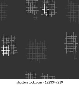 Grunge Seamless Tartan. Abstract Pattern. Modern Hand Drawn Texture with Scribble Crossing Lines. Black and White Vector Pattern for Wallpaper, Fabric, Print. Abstract Seamless Pattern.