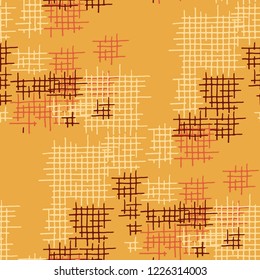 Grunge Seamless Tartan. Abstract Pattern. Vintage Hand Drawn Texture with Scratched Crossing Lines. Colorful Vector Pattern for Print, Cloth, Textile. Abstract Seamless Pattern.