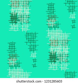 Grunge Seamless Tartan. Abstract Pattern. Vintage Hand Drawn Texture with Shabby Crossing Lines. Colorful Vector Pattern for Cotton, Print, Calico. Abstract Seamless Pattern.