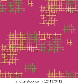 Grunge Seamless Tartan. Abstract Pattern. Modern Hand Drawn Texture with Shabby Crossing Lines. Colorful Vector Pattern for Cotton, Print, Textile. Abstract Seamless Pattern.