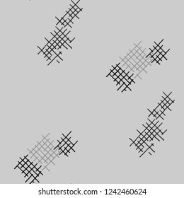 Grunge Seamless Tartan. Abstract Pattern. Trendy Hand Drawn Texture with Shabby Crossing Lines. Black and White Vector Pattern for Chintz, Linen, Paper. Abstract Seamless Pattern.