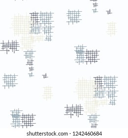 Grunge Seamless Tartan. Abstract Pattern. Trendy Hand Drawn Texture with Scratched Crossing Lines. Colorful Vector Pattern for Chintz, Curtain, Paper. Abstract Seamless Pattern.