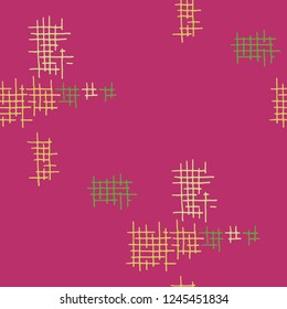 Grunge Seamless Tartan. Abstract Pattern. Trendy Hand Drawn Texture with Shabby Crossing Lines. Colorful Vector Pattern for Dress, Curtain, Tablecloth. Abstract Seamless Pattern.