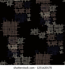 Grunge Seamless Tartan. Abstract Pattern. Modern Hand Drawn Texture with Scratched Crossing Lines. Colorful Vector Pattern for Dress, Curtain, Tablecloth. Abstract Seamless Pattern.