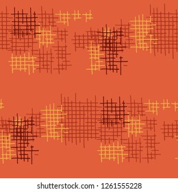 Grunge Seamless Tartan. Abstract Pattern. Retro Hand Drawn Texture with Scribble Crossing Lines. Colorful Vector Pattern for Dress, Curtain, Paper. Abstract Seamless Pattern.