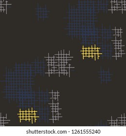 Grunge Seamless Tartan. Abstract Pattern. Vintage Hand Drawn Texture with Scribble Crossing Lines. Colorful Vector Pattern for Cotton, Print, Calico. Abstract Seamless Pattern.