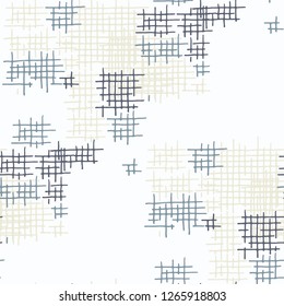 Grunge Seamless Tartan. Abstract Pattern. Trendy Hand Drawn Texture with Shabby Crossing Lines. Colorful Vector Pattern for Cotton, Print, Calico. Abstract Seamless Pattern.