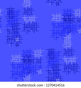 Grunge Seamless Tartan. Abstract Pattern. Modern Hand Drawn Texture with Shabby Crossing Lines. Colorful Vector Pattern for Wallpaper, Fabric, Textile. Abstract Seamless Pattern.