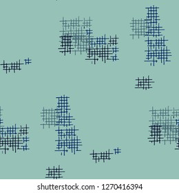 Grunge Seamless Tartan. Abstract Pattern. Vintage Hand Drawn Texture with Shabby Crossing Lines. Colorful Vector Pattern for Calico, Print, Textile. Abstract Seamless Pattern.