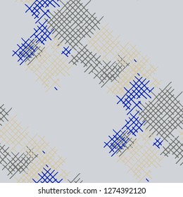 Grunge Seamless Tartan. Abstract Pattern. Retro Hand Drawn Texture with Shabby Crossing Lines. Colorful Vector Pattern for Print, Cloth, Fabric. Abstract Seamless Pattern.