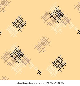Grunge Seamless Tartan. Abstract Pattern. Modern Hand Drawn Texture with Scribble Crossing Lines. Colorful Vector Pattern for Chintz, Linen, Paper. Abstract Seamless Pattern.