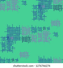 Grunge Seamless Tartan. Abstract Pattern. Vintage Hand Drawn Texture with Scratched Crossing Lines. Colorful Vector Pattern for Wallpaper, Print, Cotton. Abstract Seamless Pattern.