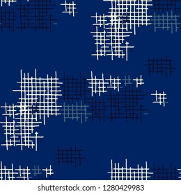 Grunge Seamless Tartan. Abstract Pattern. Retro Hand Drawn Texture with Scratched Crossing Lines. Colorful Vector Pattern for Print, Cloth, Textile. Abstract Seamless Pattern.