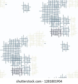 Grunge Seamless Tartan. Abstract Pattern. Trendy Hand Drawn Texture with Scratched Crossing Lines. Colorful Vector Pattern for Print, Fabric, Textile. Abstract Seamless Pattern.