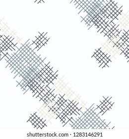 Grunge Seamless Tartan. Abstract Pattern. Vintage Hand Drawn Texture with Shabby Crossing Lines. Colorful Vector Pattern for Wallpaper, Print, Cotton. Abstract Seamless Pattern.
