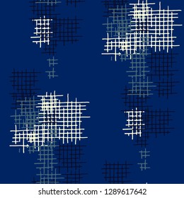 Grunge Seamless Tartan. Abstract Pattern. Trendy Hand Drawn Texture with Scratched Crossing Lines. Colorful Vector Pattern for Print, Fabric, Textile. Abstract Seamless Pattern.