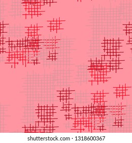 Grunge Seamless Tartan. Abstract Pattern. Vintage Hand Drawn Texture with Shabby Crossing Lines. Colorful Vector Pattern for Fabric, Cloth, Textile. Abstract Seamless Pattern.