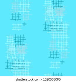 Grunge Seamless Tartan. Abstract Pattern. Vintage Hand Drawn Texture with Scratched Crossing Lines. Colorful Vector Pattern for Dress, Paper, Tablecloth. Abstract Seamless Pattern.