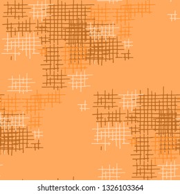 Grunge Seamless Tartan. Abstract Pattern. Trendy Hand Drawn Texture with Shabby Crossing Lines. Colorful Vector Pattern for Chintz, Curtain, Paper. Abstract Seamless Pattern.
