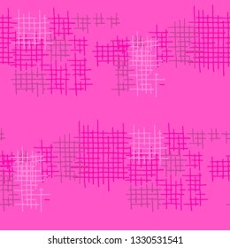 Grunge Seamless Tartan. Abstract Pattern. Modern Hand Drawn Texture with Scratched Crossing Lines. Colorful Vector Pattern for Dress, Paper, Tablecloth. Abstract Seamless Pattern.