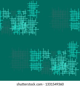 Grunge Seamless Tartan. Abstract Pattern. Trendy Hand Drawn Texture with Scratched Crossing Lines. Colorful Vector Pattern for Cotton, Print, Calico. Abstract Seamless Pattern.