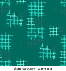 Grunge Seamless Tartan. Abstract Pattern. Vintage Hand Drawn Texture with Scribble Crossing Lines. Colorful Vector Pattern for Print, Cloth, Fabric. Abstract Seamless Pattern.