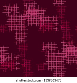 Grunge Seamless Tartan. Abstract Pattern. Trendy Hand Drawn Texture with Scratched Crossing Lines. Colorful Vector Pattern for Print, Cloth, Fabric. Abstract Seamless Pattern.