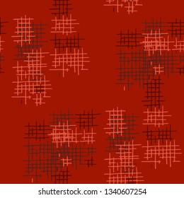 Grunge Seamless Tartan. Abstract Pattern. Retro Hand Drawn Texture with Shabby Crossing Lines. Colorful Vector Pattern for Dress, Curtain, Paper. Abstract Seamless Pattern.