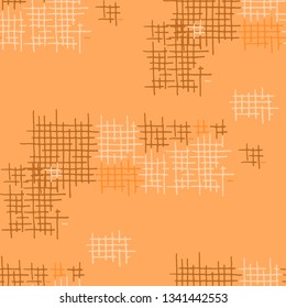 Grunge Seamless Tartan. Abstract Pattern. Retro Hand Drawn Texture with Scratched Crossing Lines. Colorful Vector Pattern for Linen, Paper, Tablecloth. Abstract Seamless Pattern.