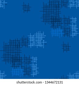 Grunge Seamless Tartan. Abstract Pattern. Modern Hand Drawn Texture with Scribble Crossing Lines. Colorful Vector Pattern for Chintz, Linen, Wallpaper. Abstract Seamless Pattern.