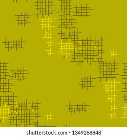 Grunge Seamless Tartan. Abstract Pattern. Retro Hand Drawn Texture with Scribble Crossing Lines. Colorful Vector Pattern for Chintz, Linen, Paper. Abstract Seamless Pattern.