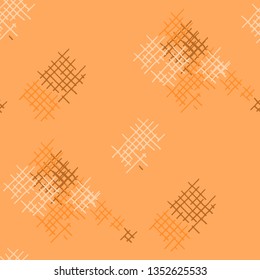 Grunge Seamless Tartan. Abstract Pattern. Trendy Hand Drawn Texture with Scratched Crossing Lines. Colorful Vector Pattern for Cotton, Print, Textile. Abstract Seamless Pattern.