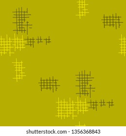 Grunge Seamless Tartan. Abstract Pattern. Modern Hand Drawn Texture with Shabby Crossing Lines. Colorful Vector Pattern for Print, Fabric, Textile. Abstract Seamless Pattern.