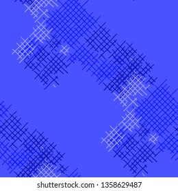 Grunge Seamless Tartan. Abstract Pattern. Modern Hand Drawn Texture with Scratched Crossing Lines. Colorful Vector Pattern for Chintz, Linen, Paper. Abstract Seamless Pattern.