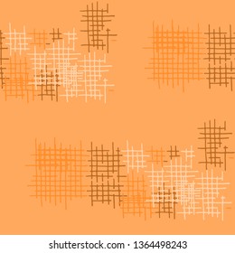 Grunge Seamless Tartan. Abstract Pattern. Trendy Hand Drawn Texture with Scratched Crossing Lines. Colorful Vector Pattern for Print, Cloth, Textile. Abstract Seamless Pattern.