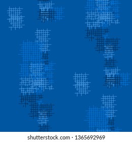 Grunge Seamless Tartan. Abstract Pattern. Modern Hand Drawn Texture with Scribble Crossing Lines. Colorful Vector Pattern for Chintz, Linen, Paper. Abstract Seamless Pattern.