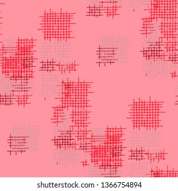 Grunge Seamless Tartan. Abstract Pattern. Vintage Hand Drawn Texture with Shabby Crossing Lines. Colorful Vector Pattern for Cotton, Print, Textile. Abstract Seamless Pattern.