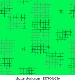 Grunge Seamless Tartan. Abstract Pattern. Retro Hand Drawn Texture with Scratched Crossing Lines. Colorful Vector Pattern for Calico, Print, Textile. Abstract Seamless Pattern.