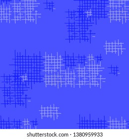Grunge Seamless Tartan. Abstract Pattern. Trendy Hand Drawn Texture with Scribble Crossing Lines. Colorful Vector Pattern for Chintz, Linen, Paper. Abstract Seamless Pattern.