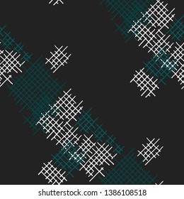 Grunge Seamless Tartan. Abstract Pattern. Vintage Hand Drawn Texture with Shabby Crossing Lines. Colorful Vector Pattern for Wallpaper, Print, Cotton. Abstract Seamless Pattern.