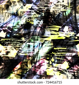 Grunge seamless texture with black, yellow, white, blue colors. Light and dark. Abstract vector background for web page, banners, fabric, home decor, wrapping 