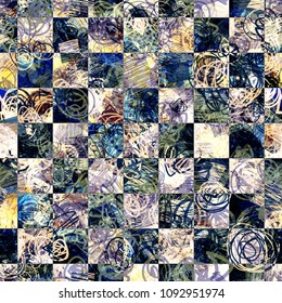 Grunge seamless texture with chess pattern. Abstract vector background for web page, banners backdrop, fabric, home decor, wrapping