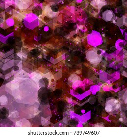 Grunge seamless texture with chevrons. Brown and purple colors. Abstract vector background for web page, banners, fabric, home decor, wrapping. Watercolor effect
