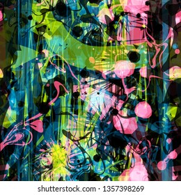 Grunge seamless texture with different shapes. Abstract vector background. 