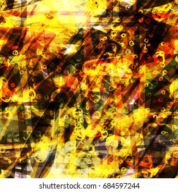 Grunge Seamless texture from yellow, brown, orange, black spots and strokes