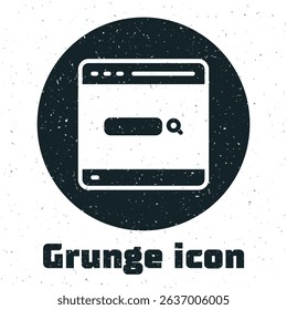 Grunge Search engine icon isolated on white background. Monochrome vintage drawing. Vector